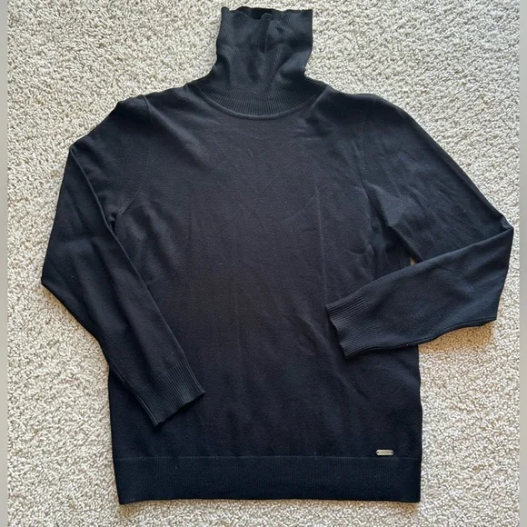 Calvin Klein Black Knit Turtleneck Sweater size large classic like new ribbed - Picture 10 of 13